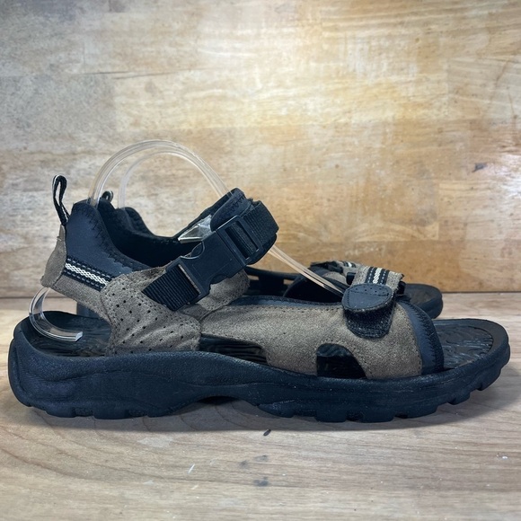 Route 66 Mens Size 10 Open Faced Leather Sandals Shoes Brown - Picture 1 of 8